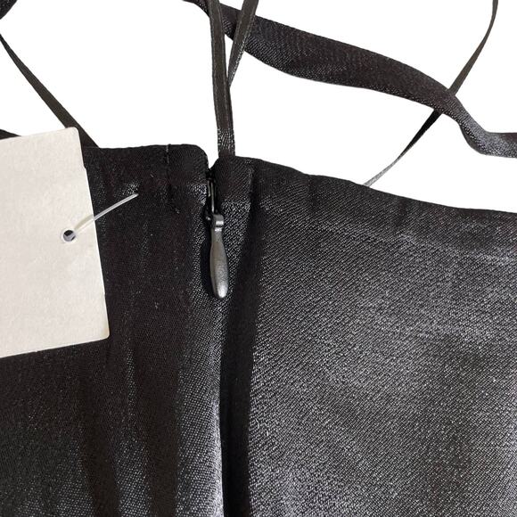 SOCIALITE New Satin Tie Front V-Neck Sleeveless Midi Length Dress Black Small - Picture 9 of 14